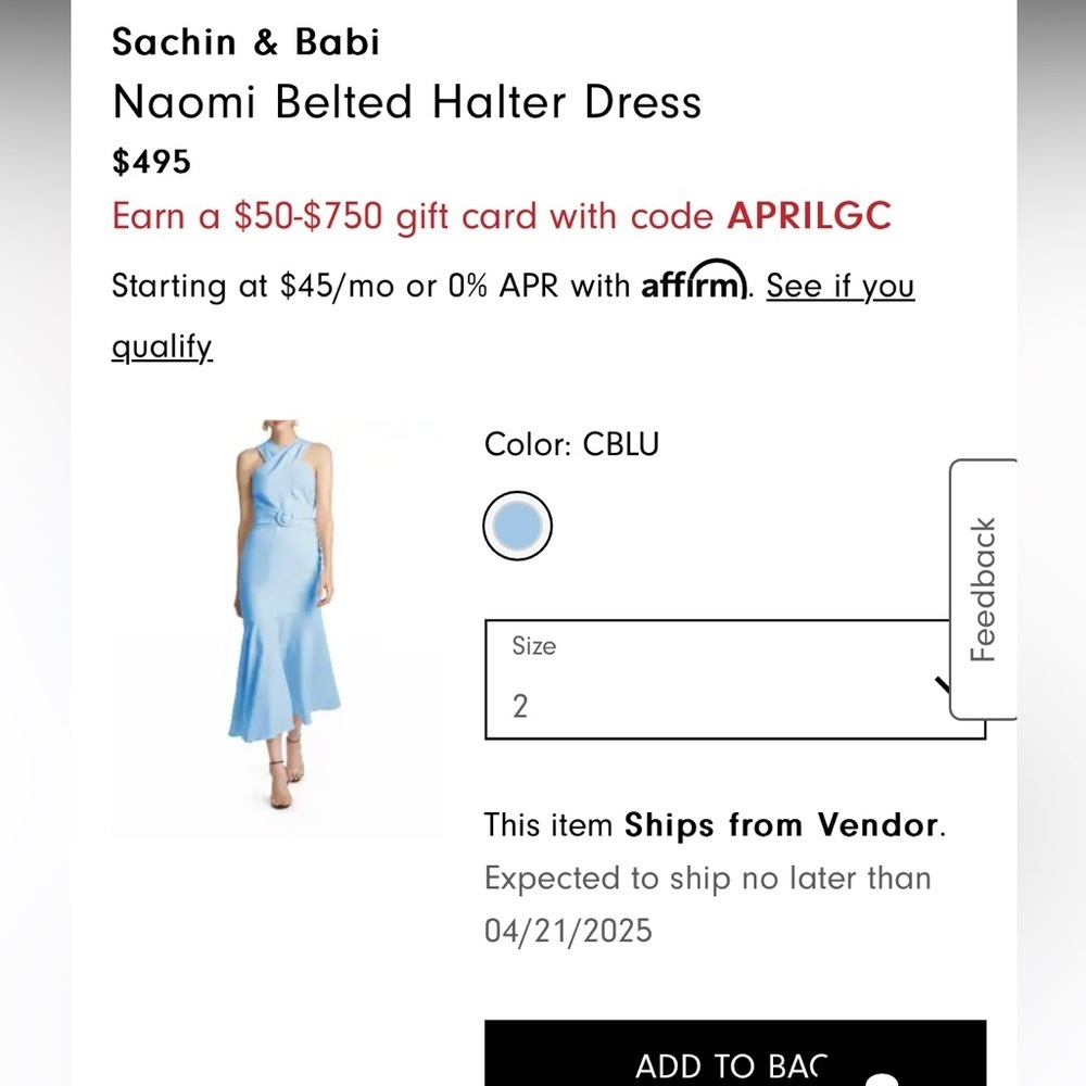 Sachin and Babi light blue dress women’s size 8 NWT